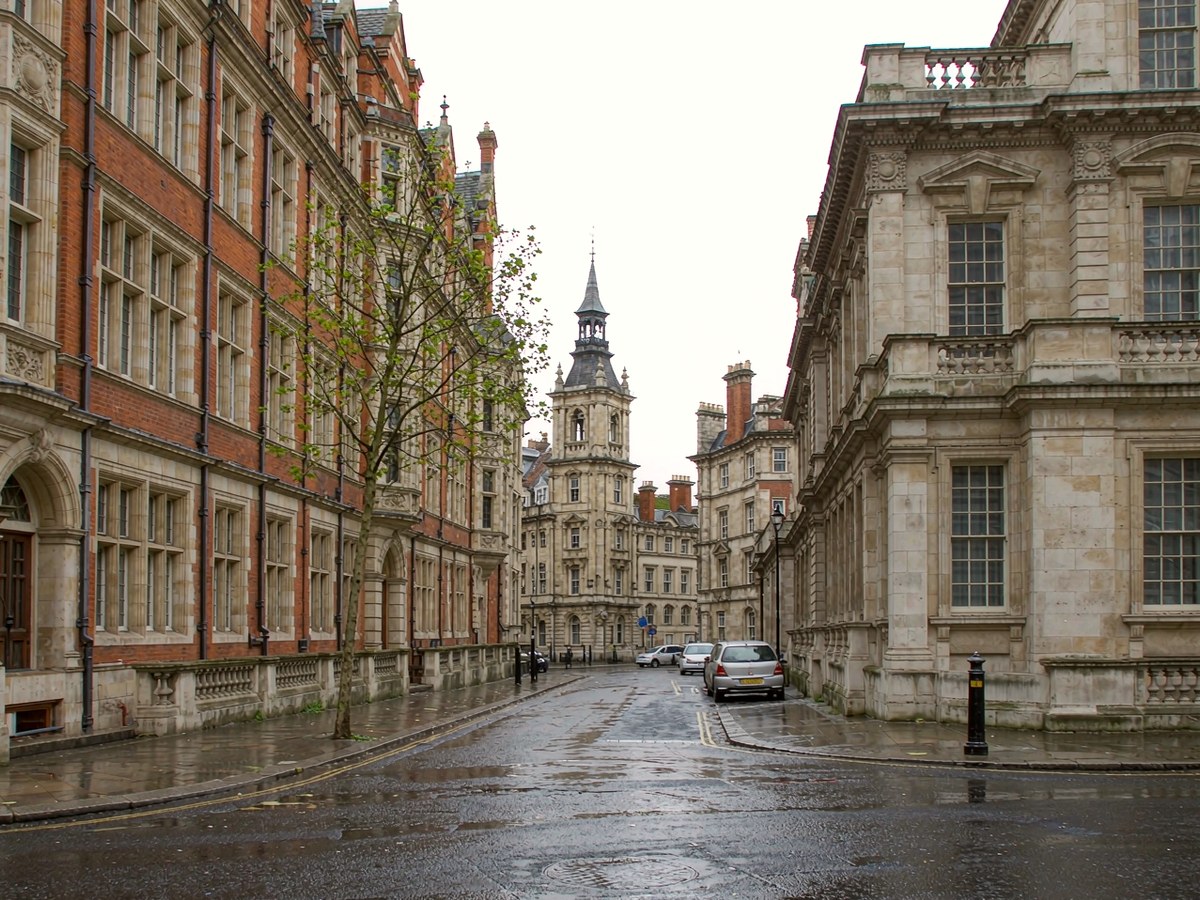 A London street with Victorian office buildings near Chancery Lane